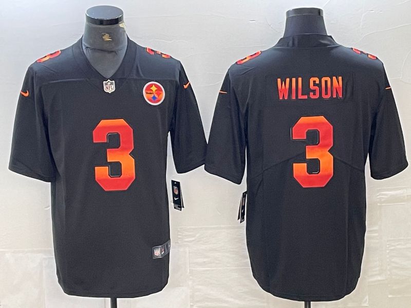 Men Pittsburgh Steelers #3 Wilson 2024 Nike Black red Rainbow Limited NFL Jersey